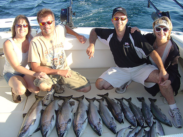 Group Catch on the Charter Fishing Boat in Door County, WI